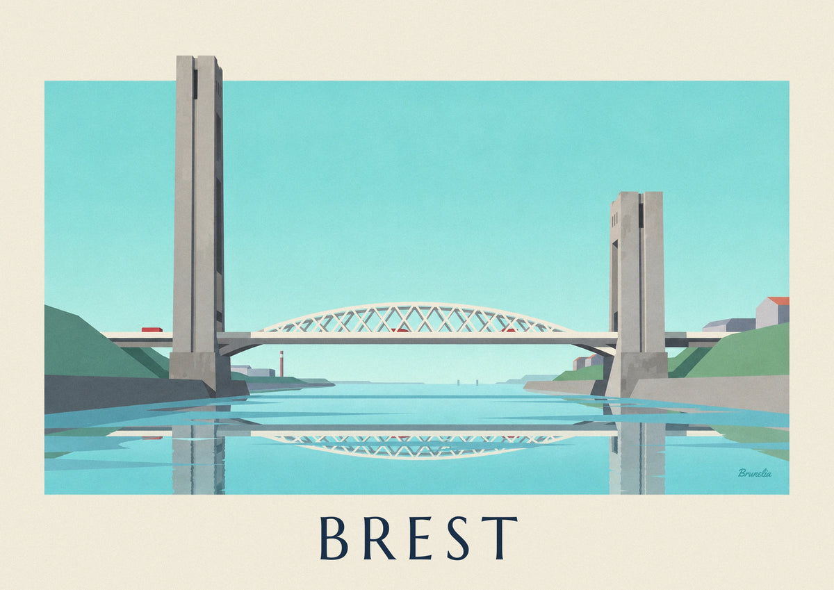 Affiche pont de Recouvrance et téléphérique de Brest