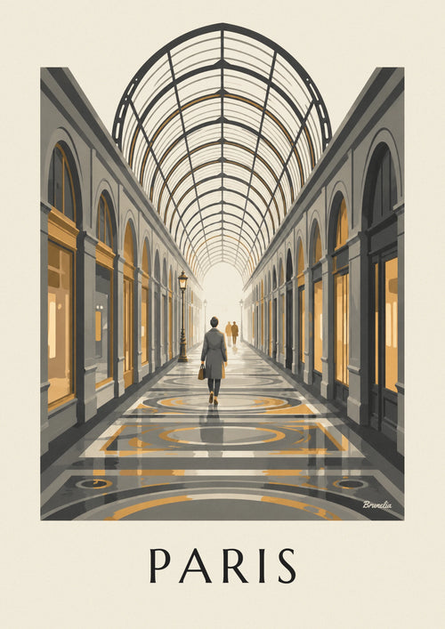 Affiche galerie Vivienne, passage couvert et verrière à Paris : l'affiche entière