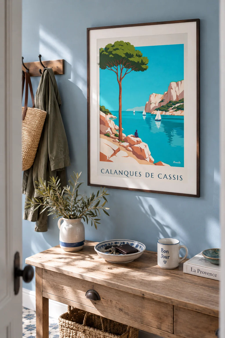 Affiche calanques de Cassis et eau turquoise : encadrée au mur