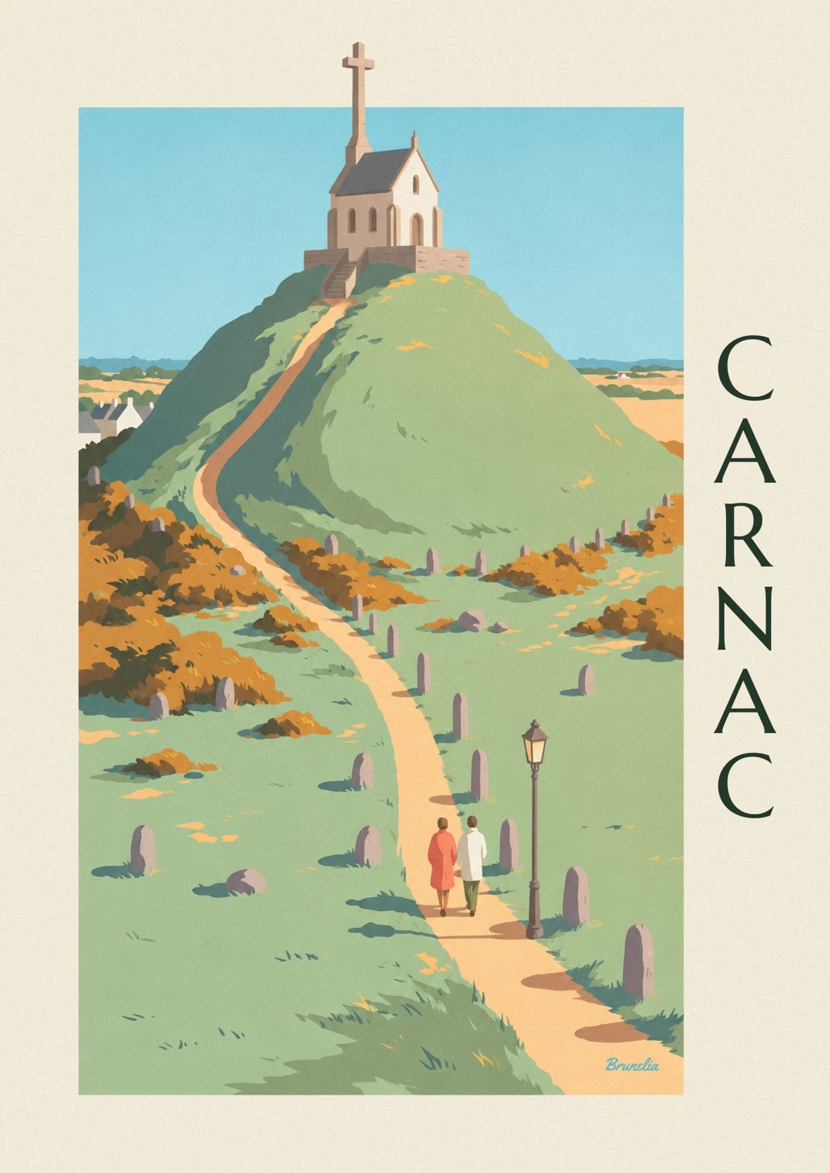 Affiche tumulus Saint-Michel et sa chapelle blanche à Carnac