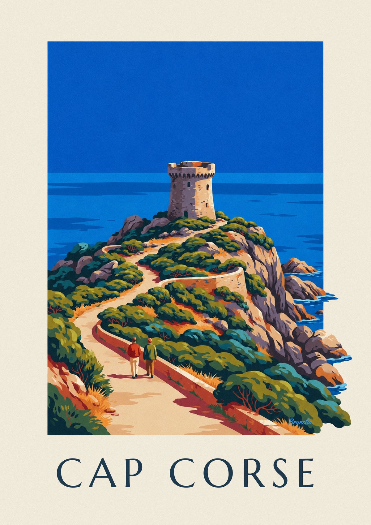 Poster Genueserturm an der Küste des Cap Corse
