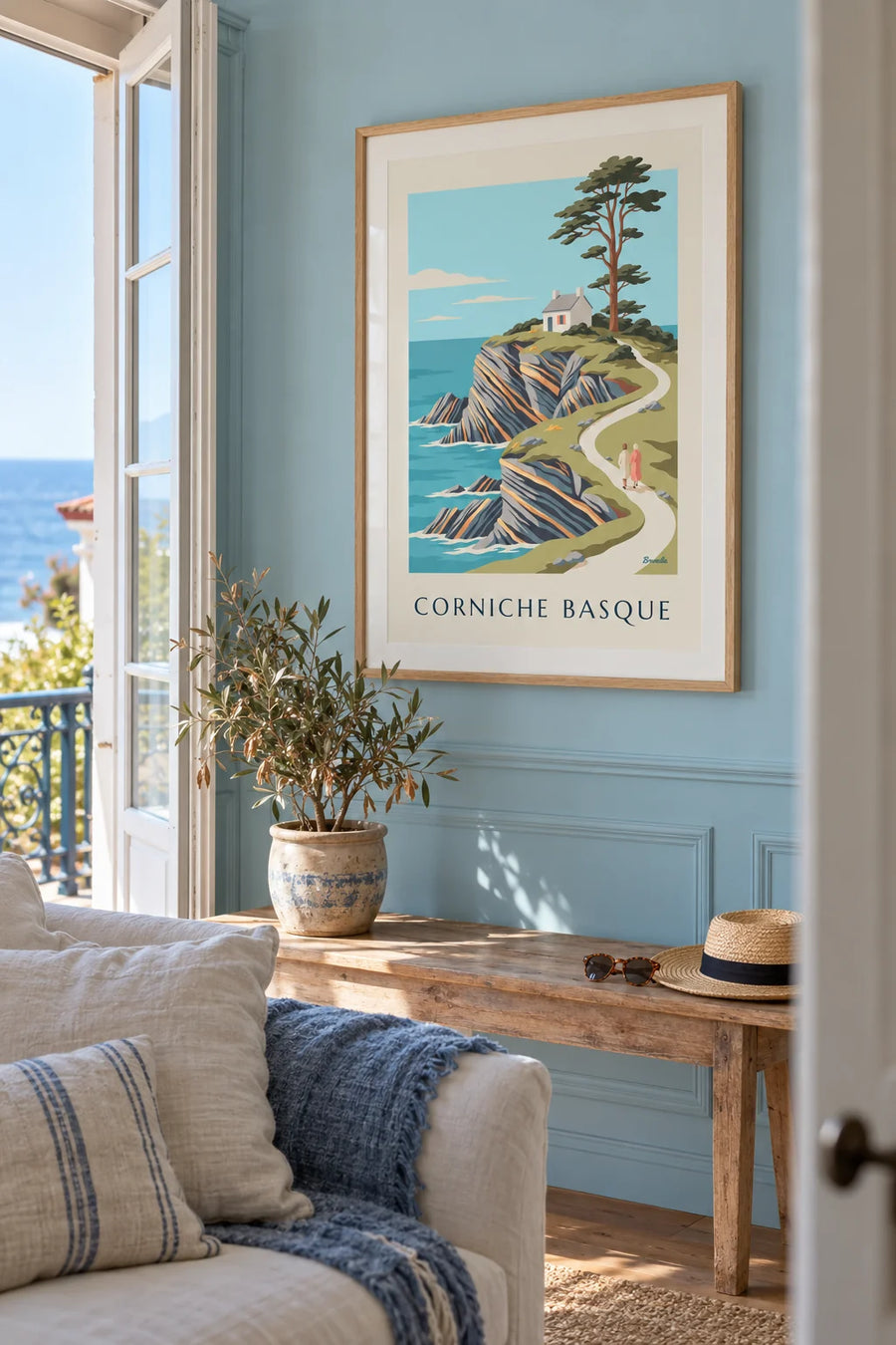 Poster baskische Küstenstraße und Flysch-Klippen: gerahmt an der Wand