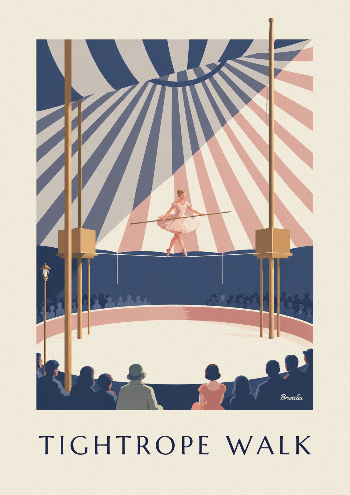 Poster Seiltänzer Akrobat auf gespanntem Seil unter dem Zirkuszelt