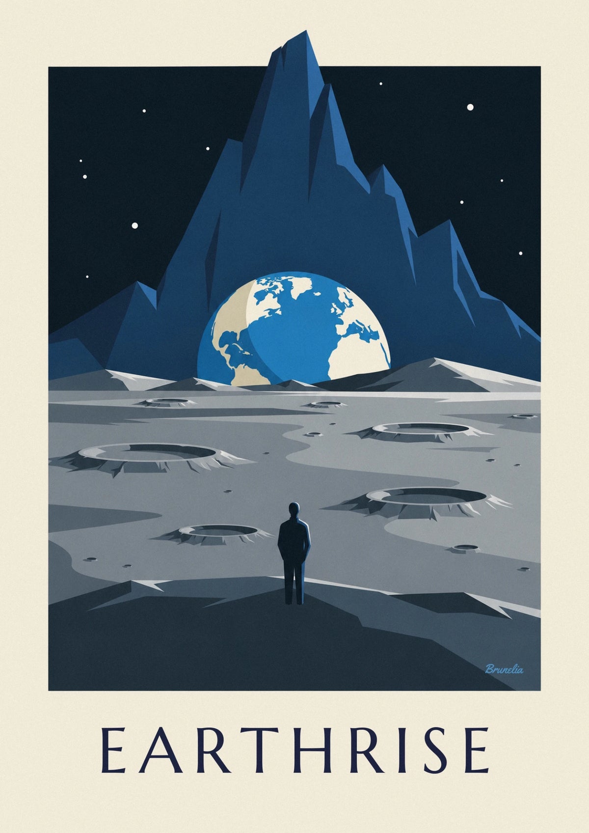 Moon craters and Earth on the horizon poster