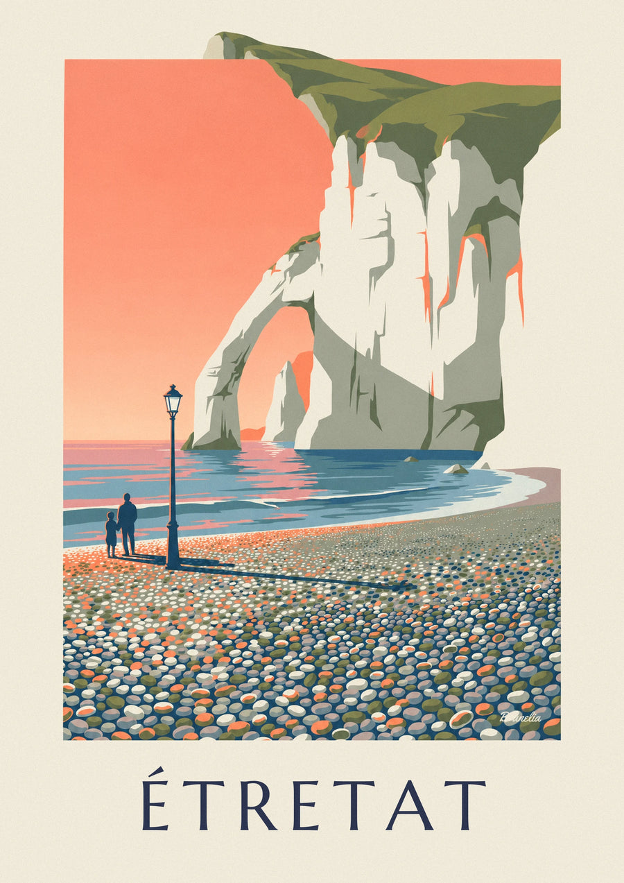 Poster weiße Klippen von Étretat bei Sonnenuntergang