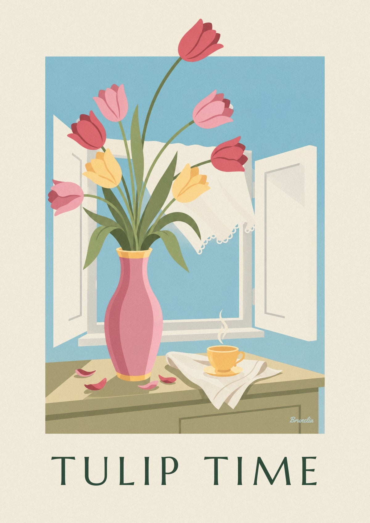 Affiche bouquet de tulipes dans un vase en céramique