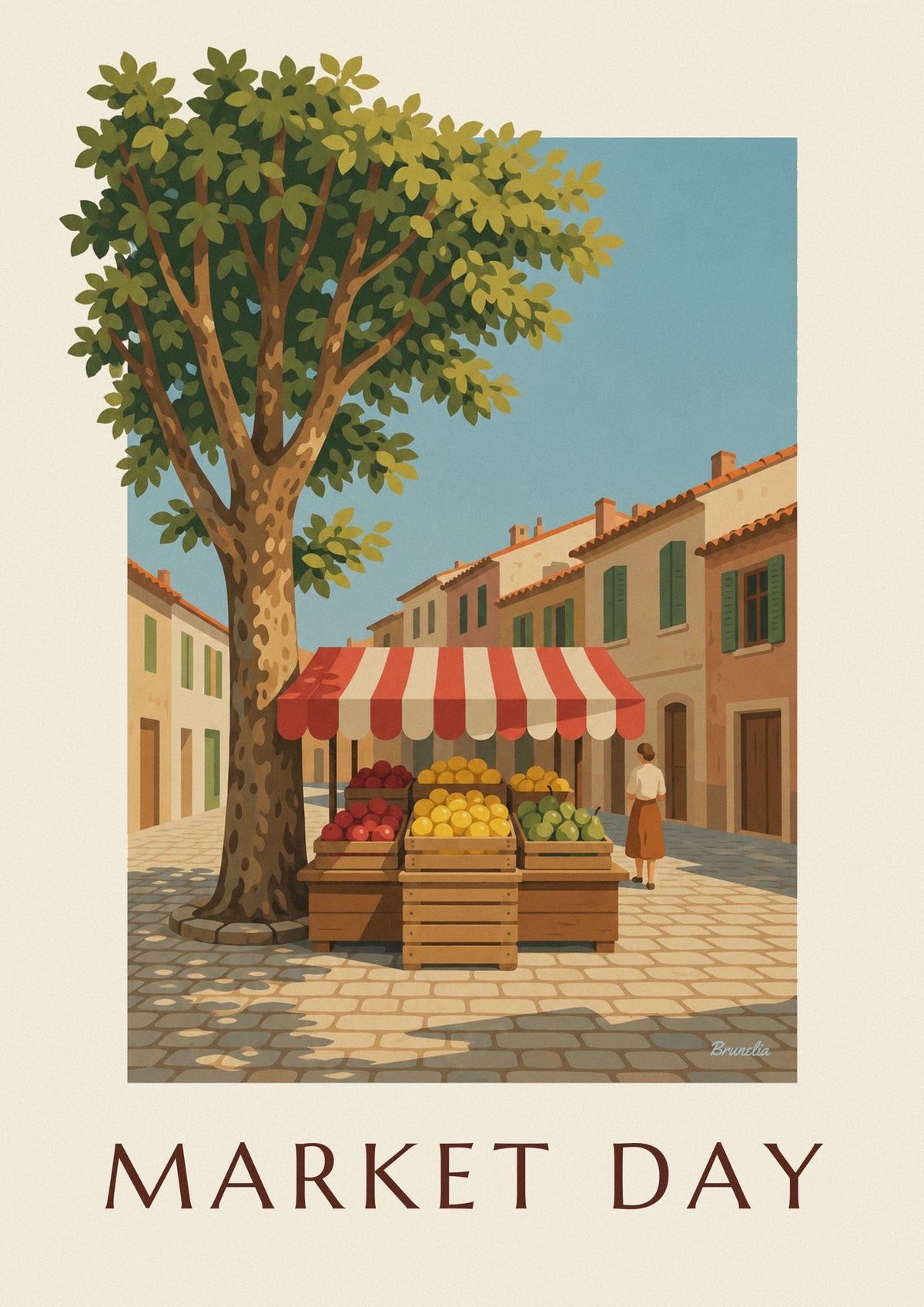 Poster krat citroenen op een marktkraam