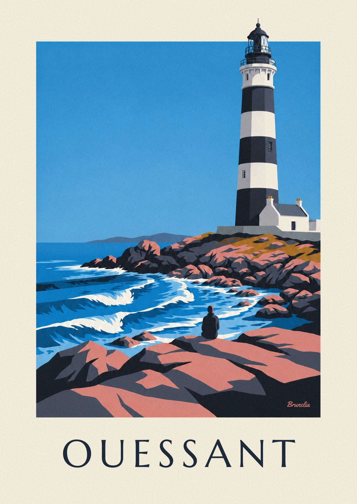 Affiche phare du Créac'h sur l'île d'Ouessant