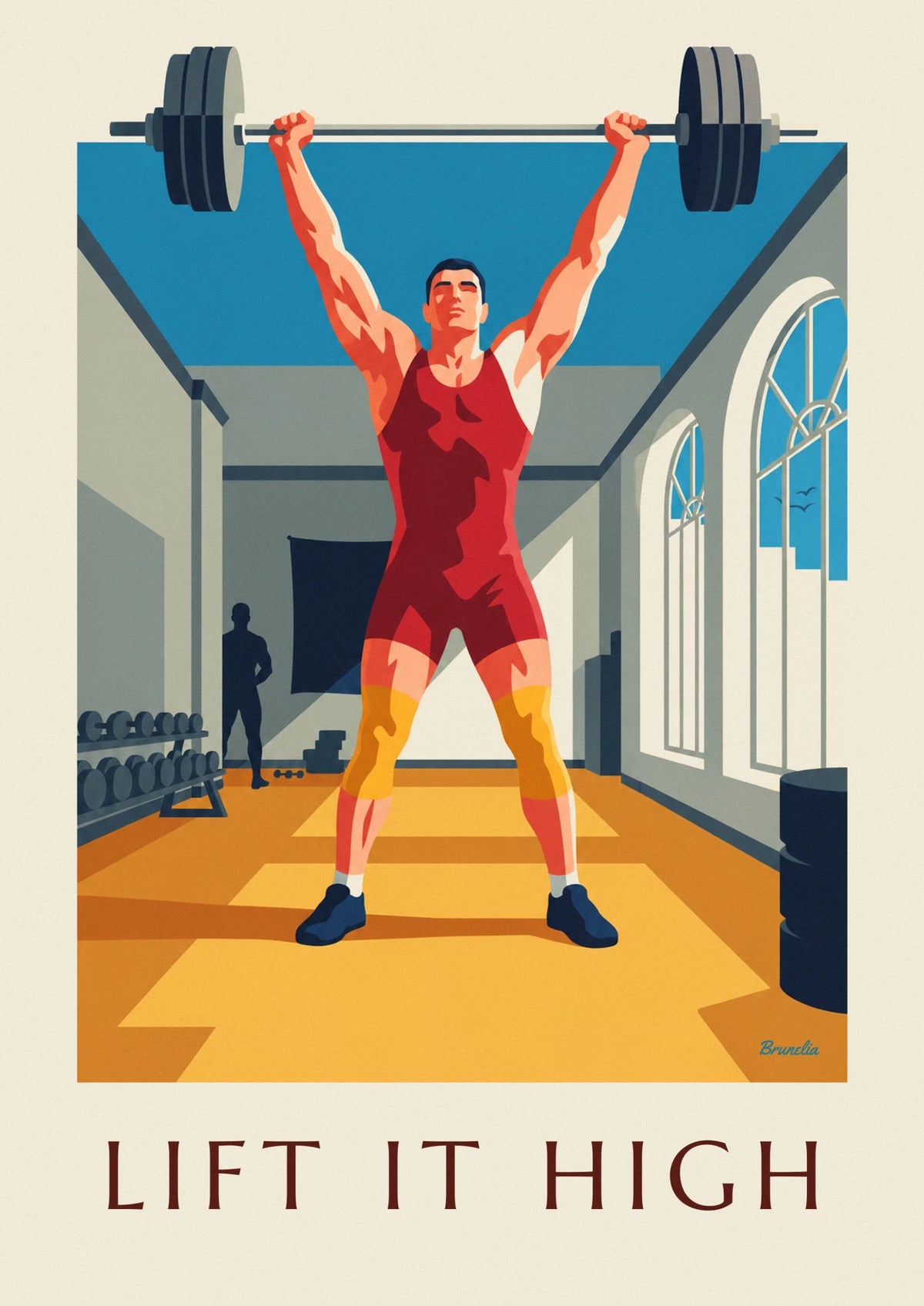 Gym weightlifter lifting a barbell poster