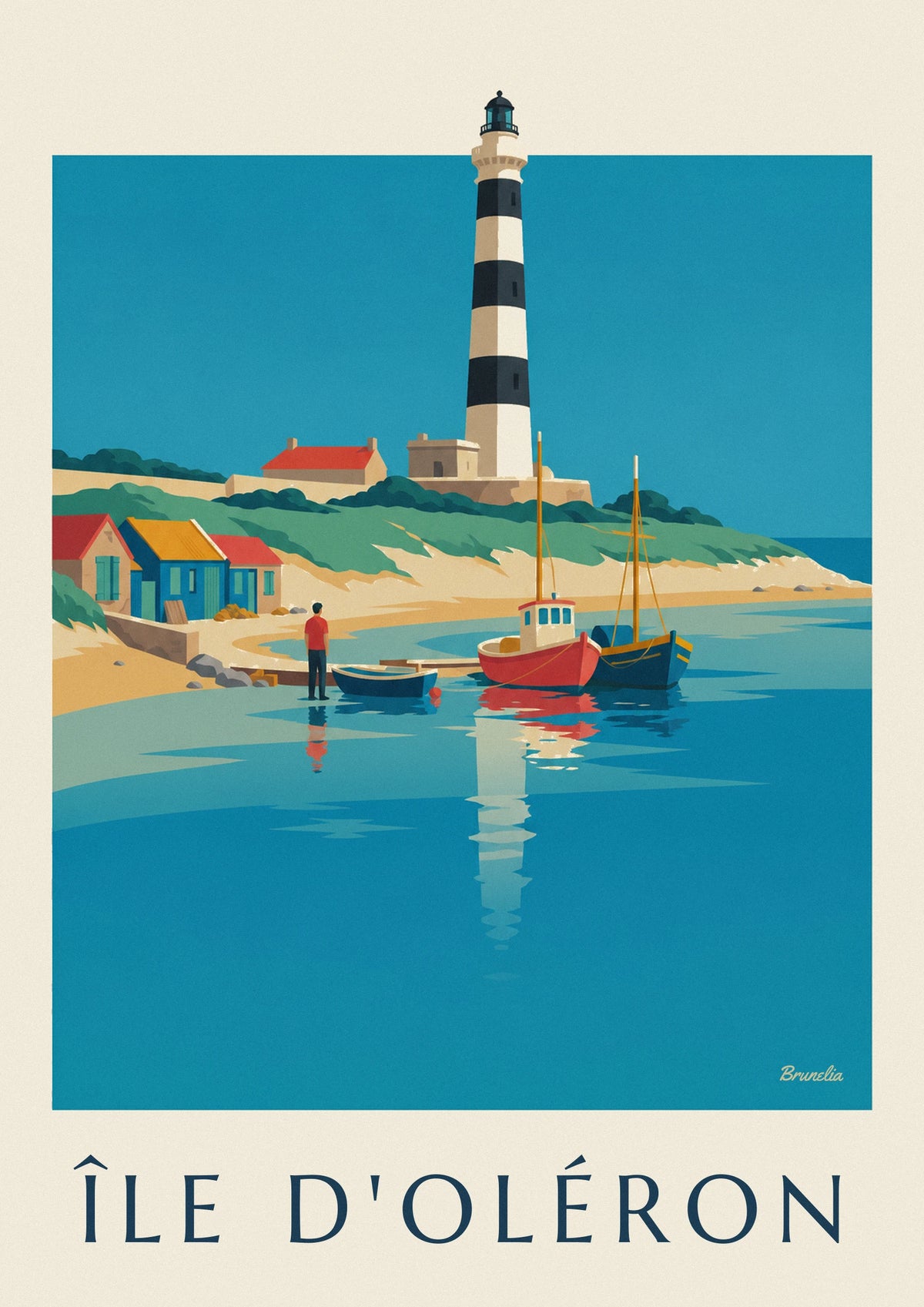 Île d’Oléron colorful seaside houses poster