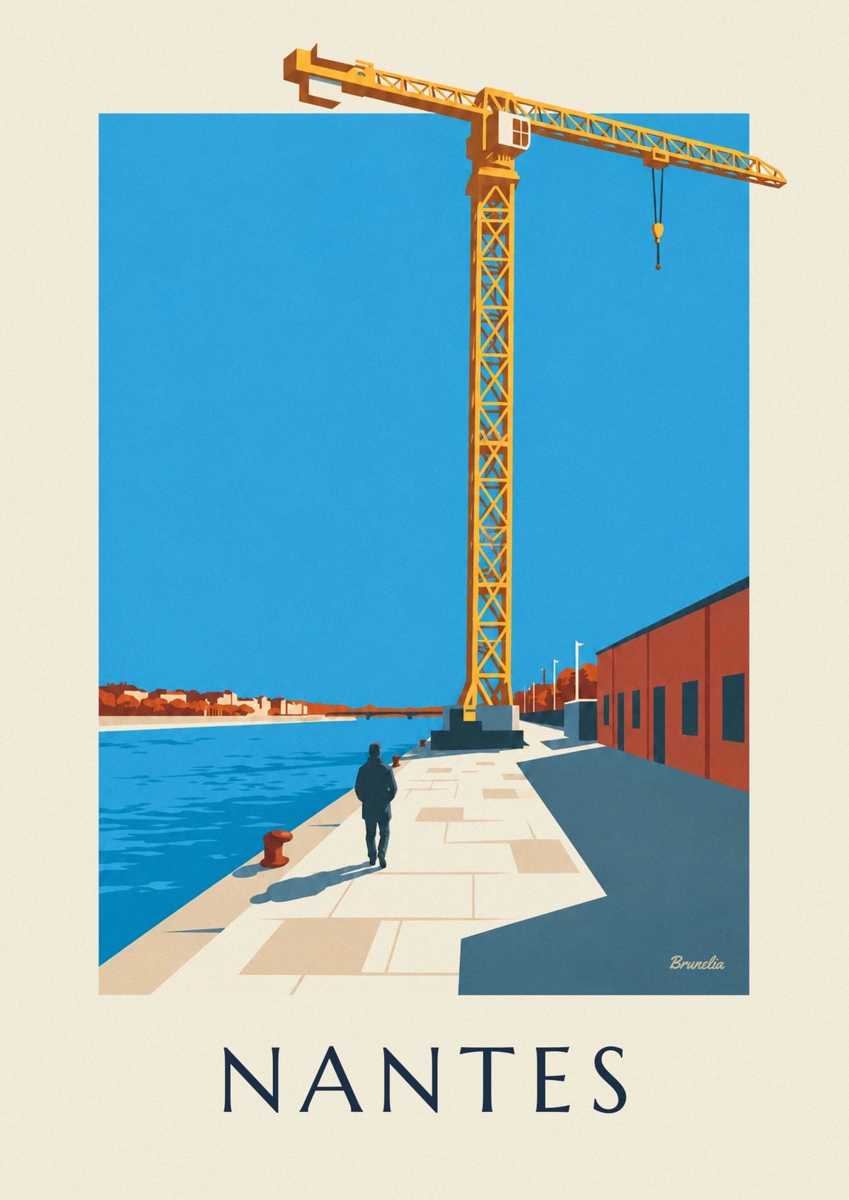 Affiche grue jaune Titan sur l'île de Nantes