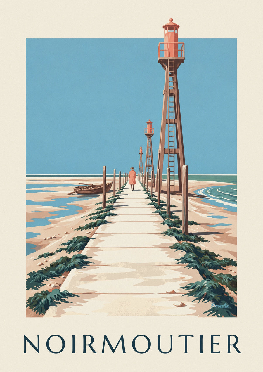 Poster Passage du Gois en roeiboot op Noirmoutier bij eb