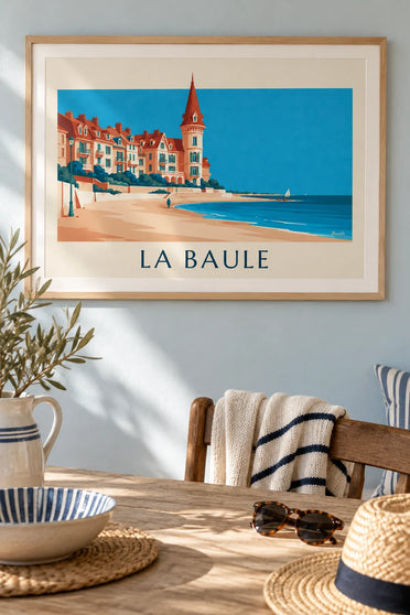 Affiche villas balnéaires du front de mer de La Baule : encadrée au mur