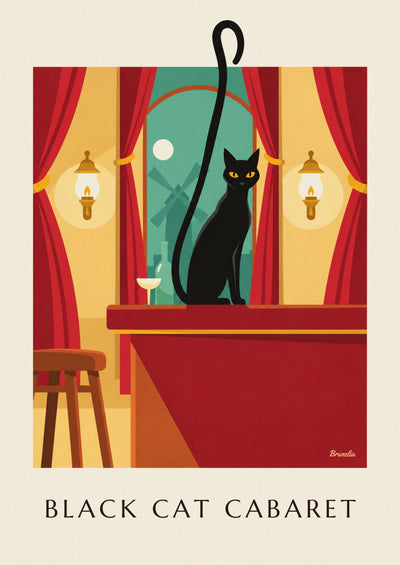 Poster cabaret Le Chat Noir en zijn zwarte kat in Montmartre: de volledige poster