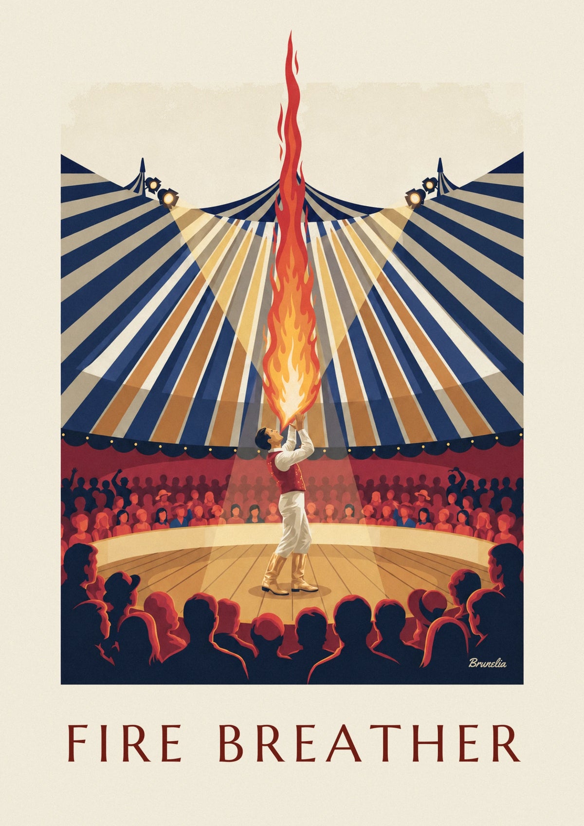 Affiche cracheur de feu sous le chapiteau du cirque