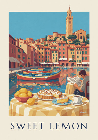 Lemon meringue pie on the Menton harbor poster: the full poster