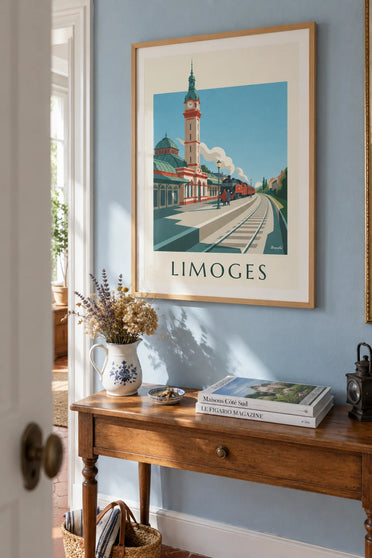 Poster Zug und Bahnhof Limoges-Bénédictins: gerahmt an der Wand