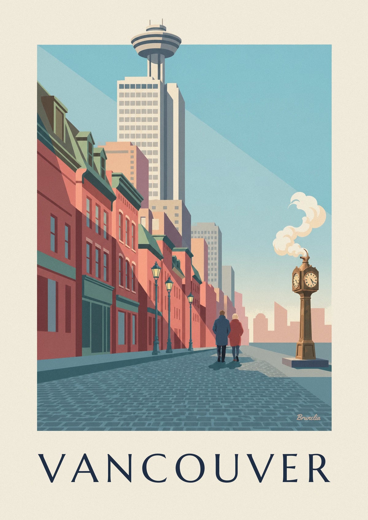 Affiche horloge à vapeur de Gastown à Vancouver