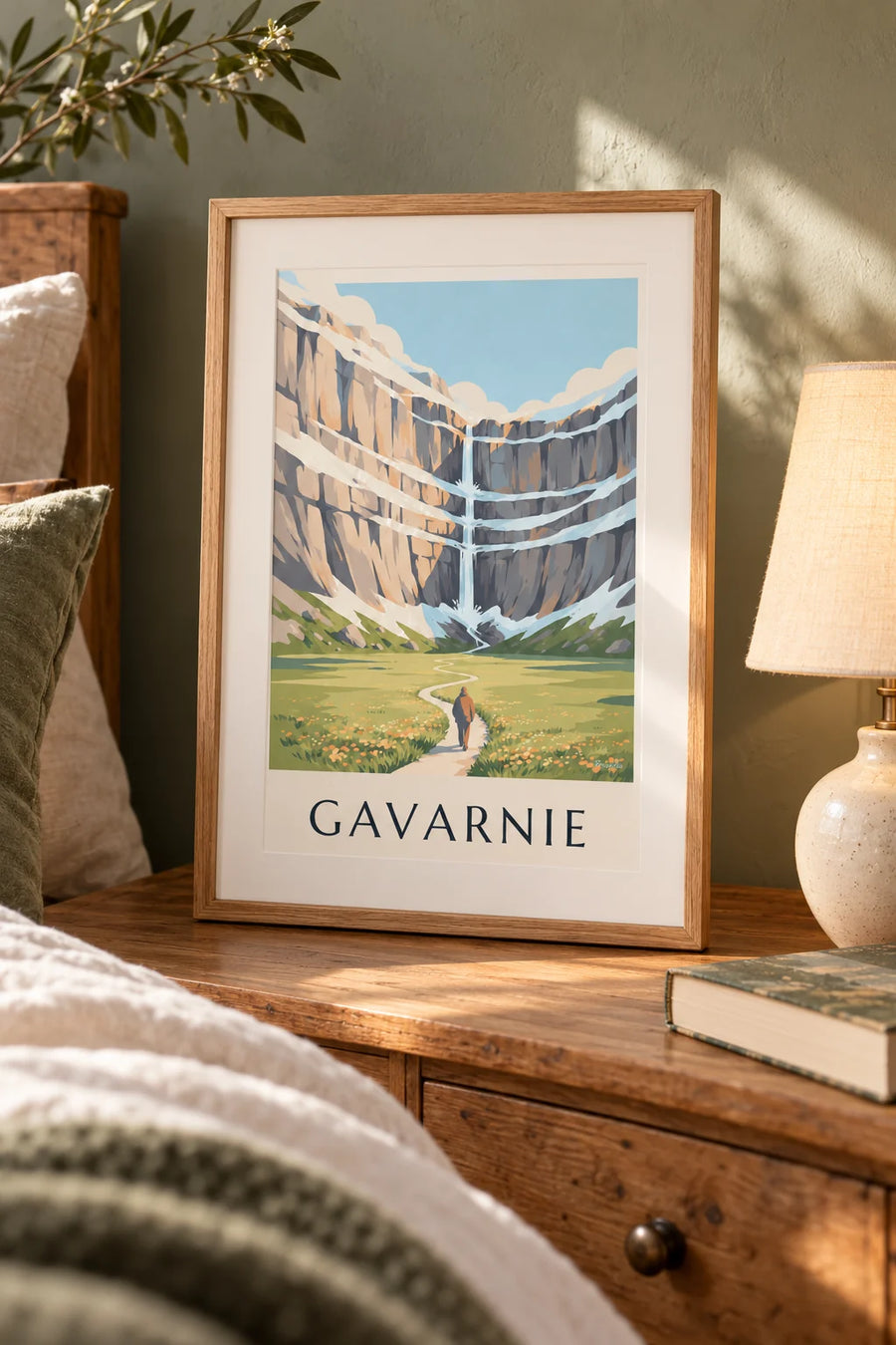 Poster Cirque de Gavarnie mit seinem großen Wasserfall: kleines Format A4 gerahmt