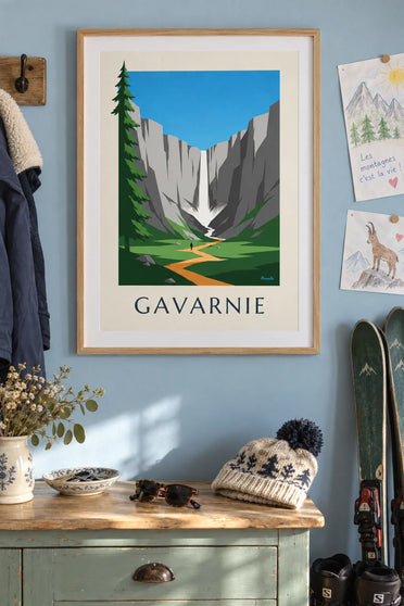 Cirque de Gavarnie and its great waterfall poster: framed on the wall