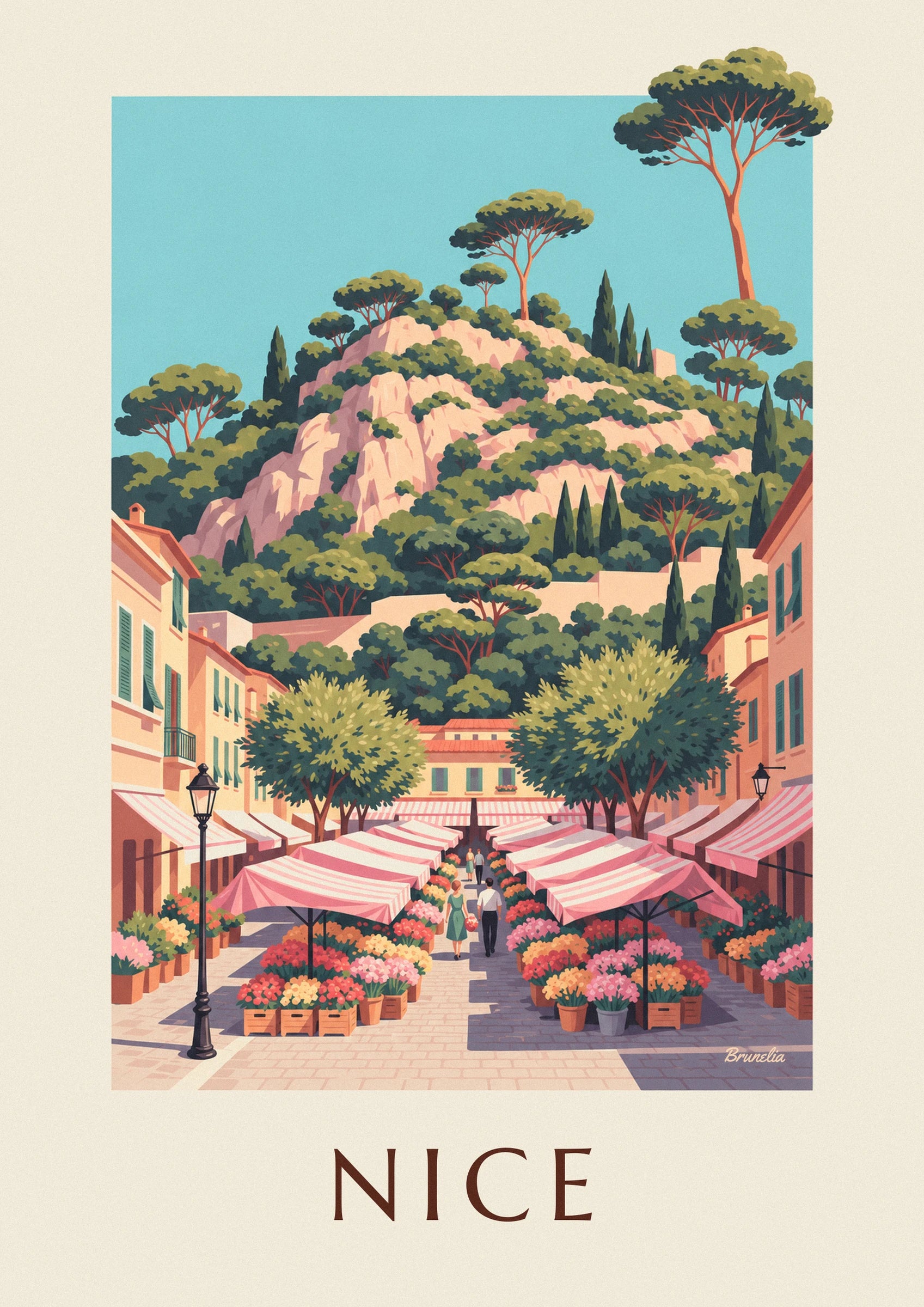 Poster bloemenmarkt Cours Saleya in Nice: detail in close-up