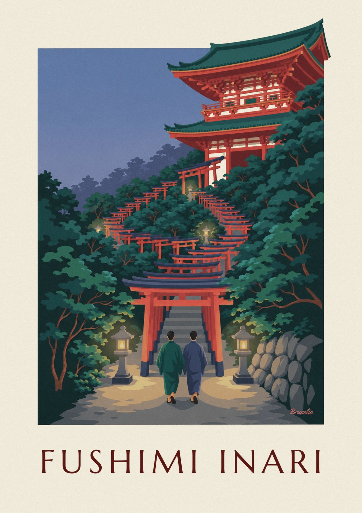 Kyoto Fushimi Inari torii path poster