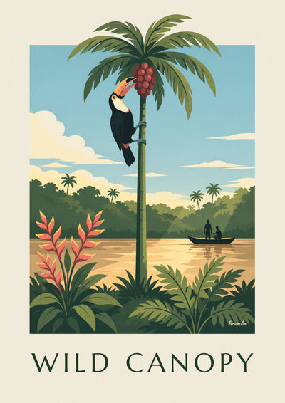 Poster Tukan auf den Ruinen eines Maya-Tempels im Dschungel: das ganze Poster
