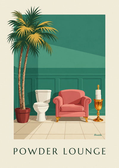 Affiche humoristique toilettes façon lounge et papier toilette : l'affiche entière