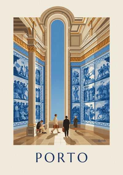Affiche azulejos de la gare São Bento à Porto : l'affiche entière