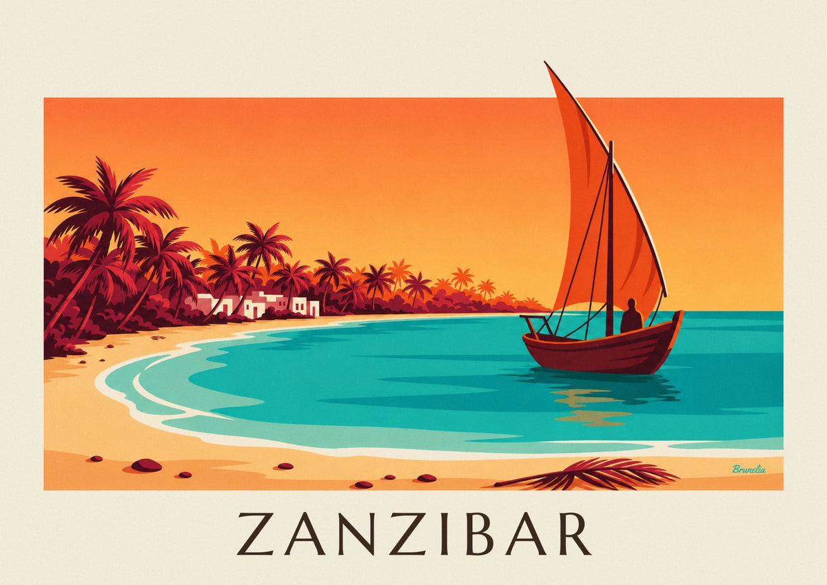 Zanzibar sunset dhow poster