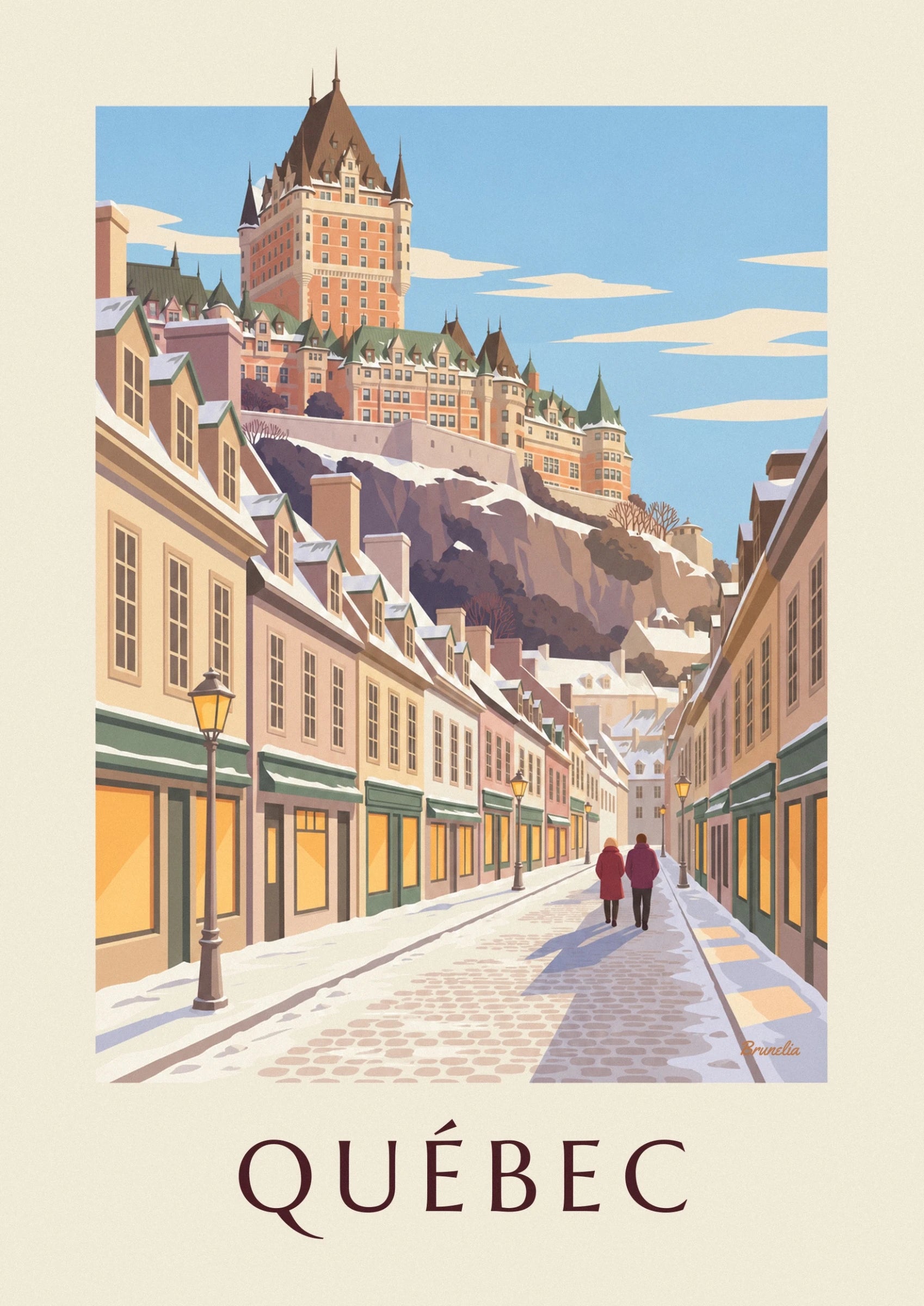 Château Frontenac with its orange façades and tall pointed roofs