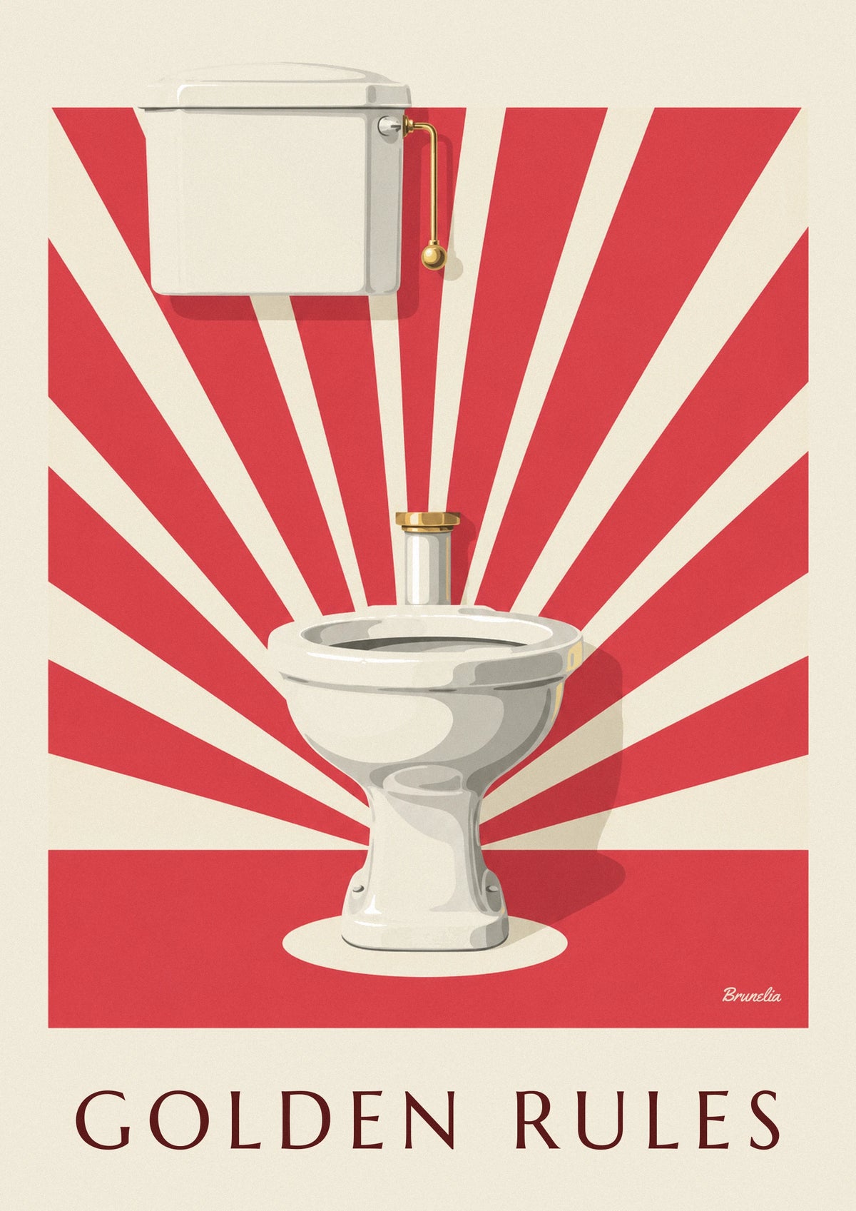 Poster witte wc onder de schijnwerpers, gouden regels