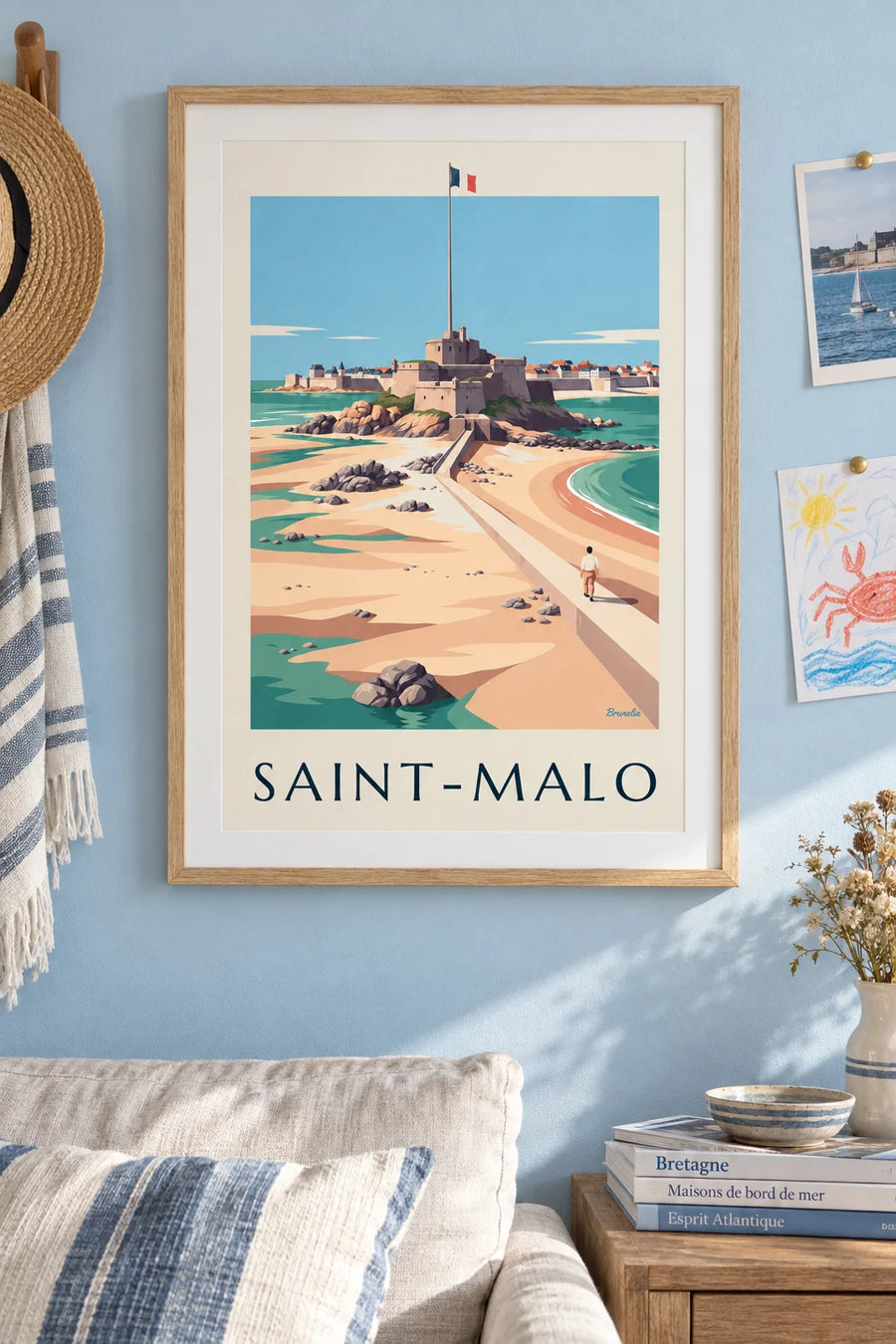 Fort National poster at low tide in Saint-Malo: framed on the wall