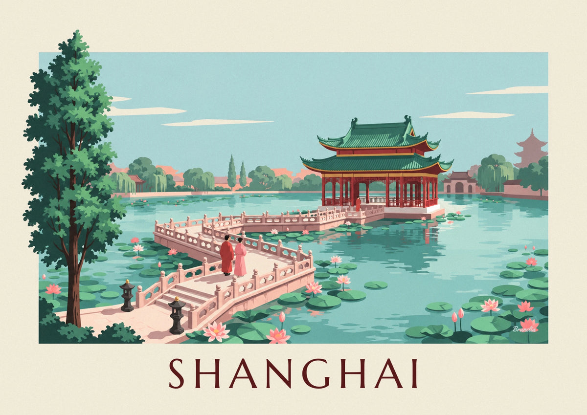 Yuyuan Garden tea house in Shanghai poster