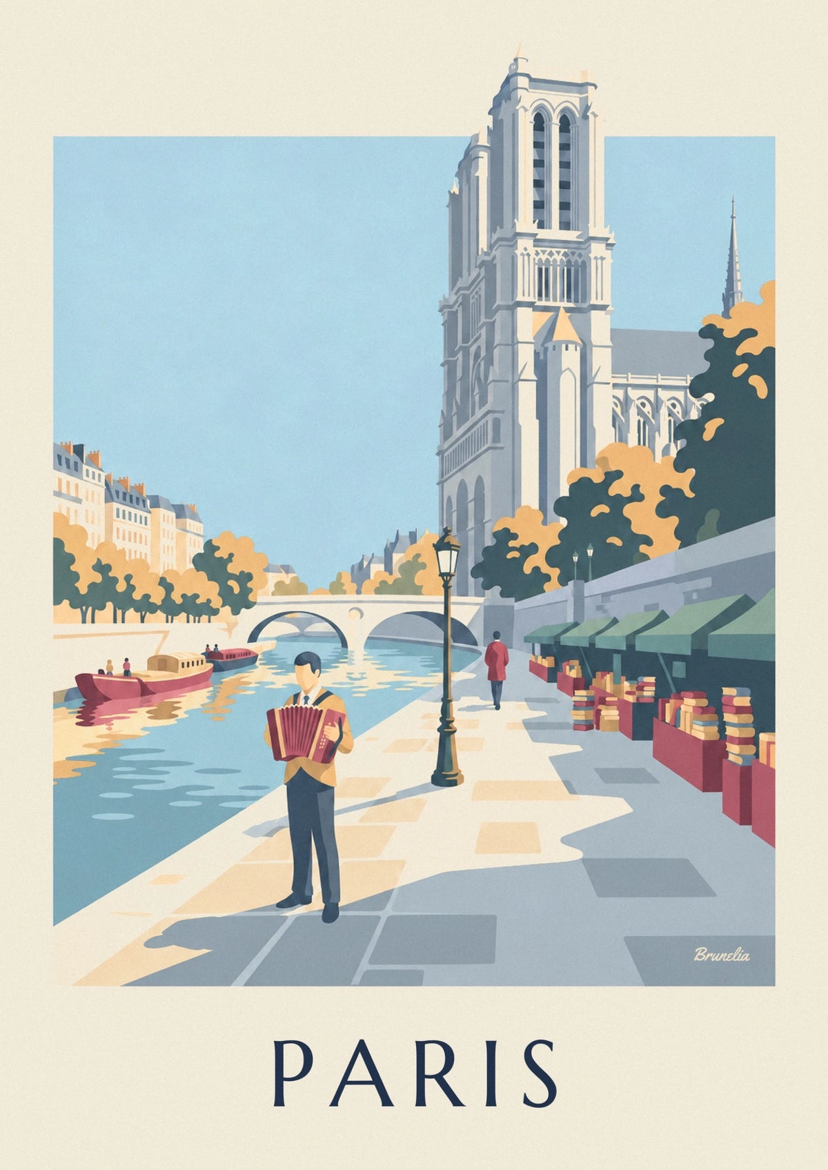 Accordion player on the Seine quays poster