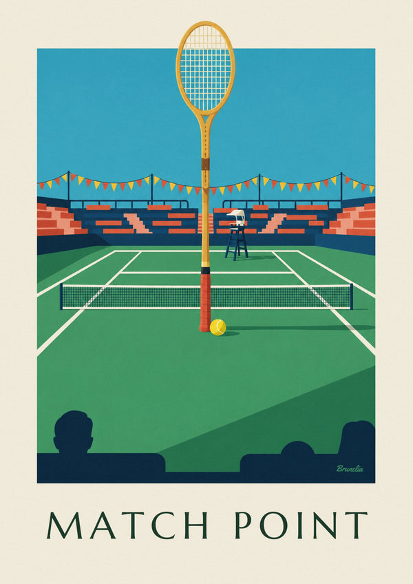 Tennis racket and ball on the baseline poster