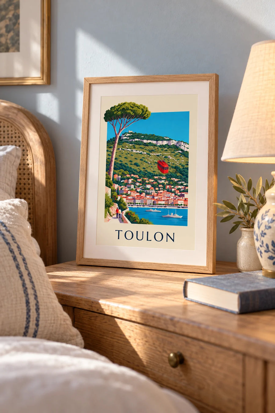 Poster kabelbaan van de Mont Faron boven Toulon: klein formaat A4 ingelijst