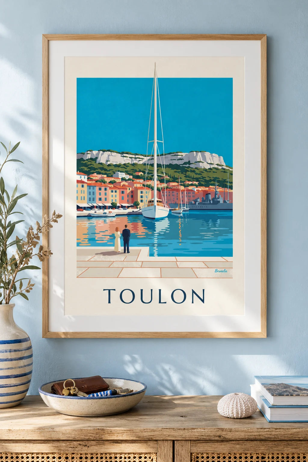 Toulon harbor through a stone arch poster on the wall