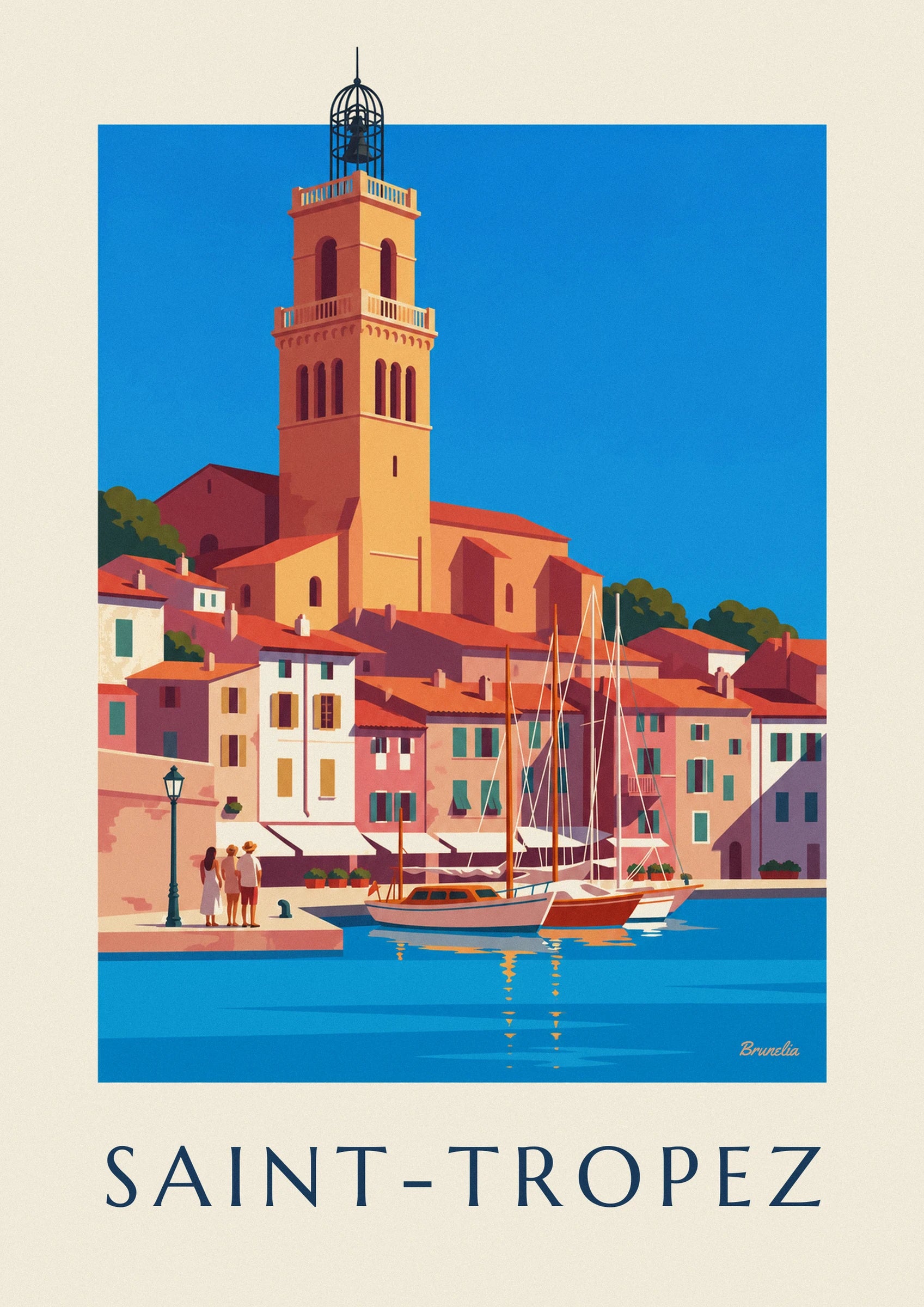 Poster Segelboote im alten Hafen von Saint-Tropez: Detail in Nahaufnahme