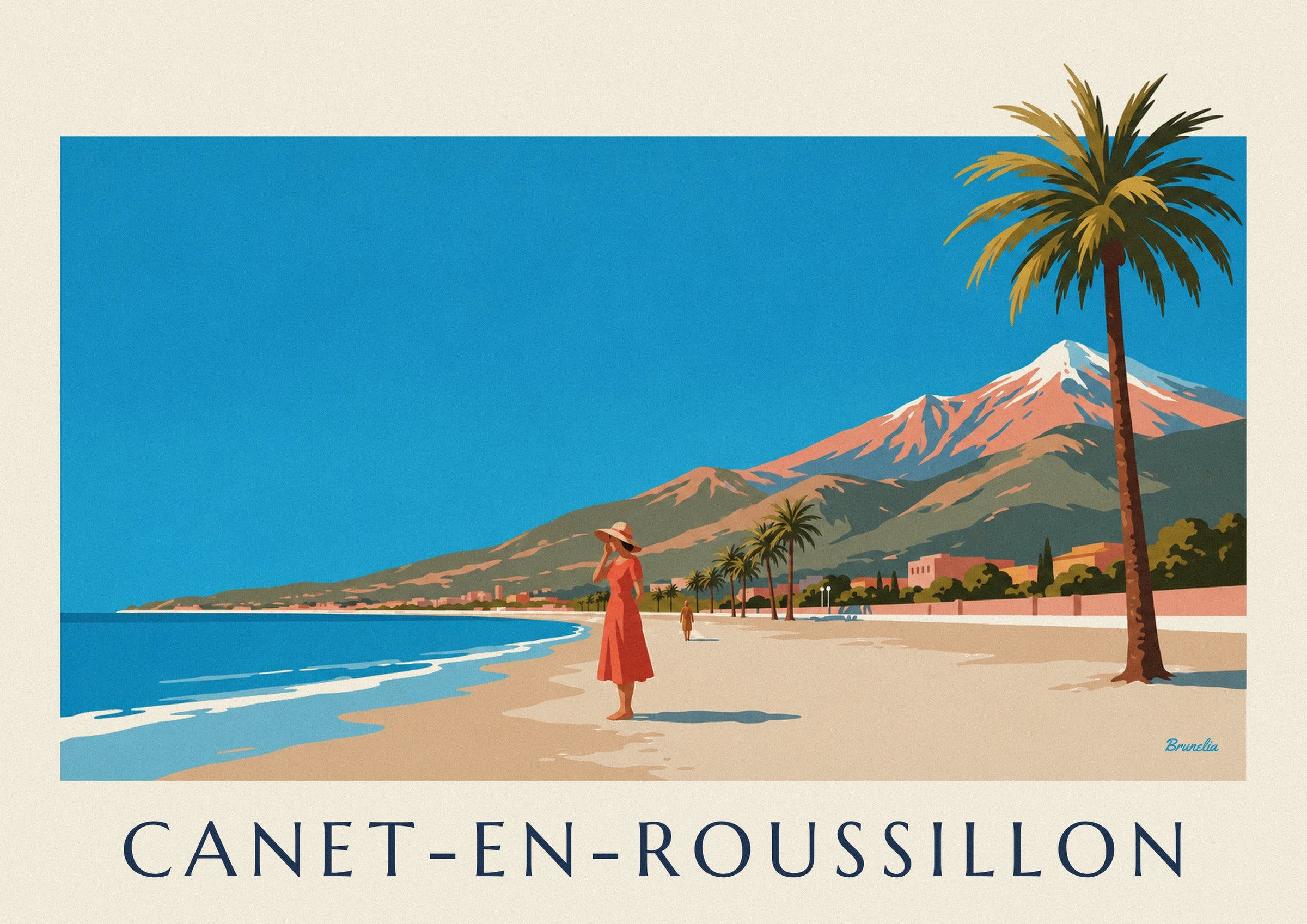 Poster Frau am Meer in Canet-en-Roussillon: Detail in Nahaufnahme