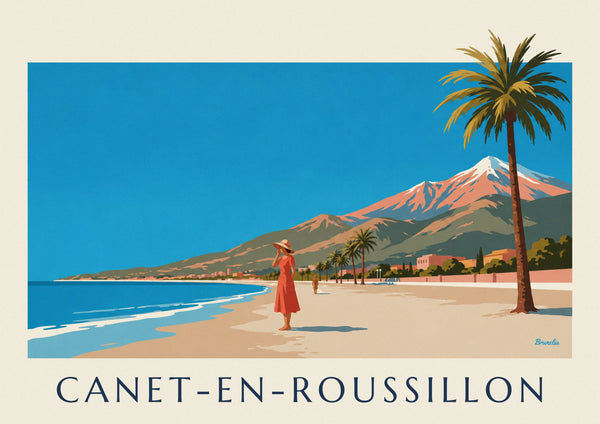 Poster Frau am Meer in Canet-en-Roussillon