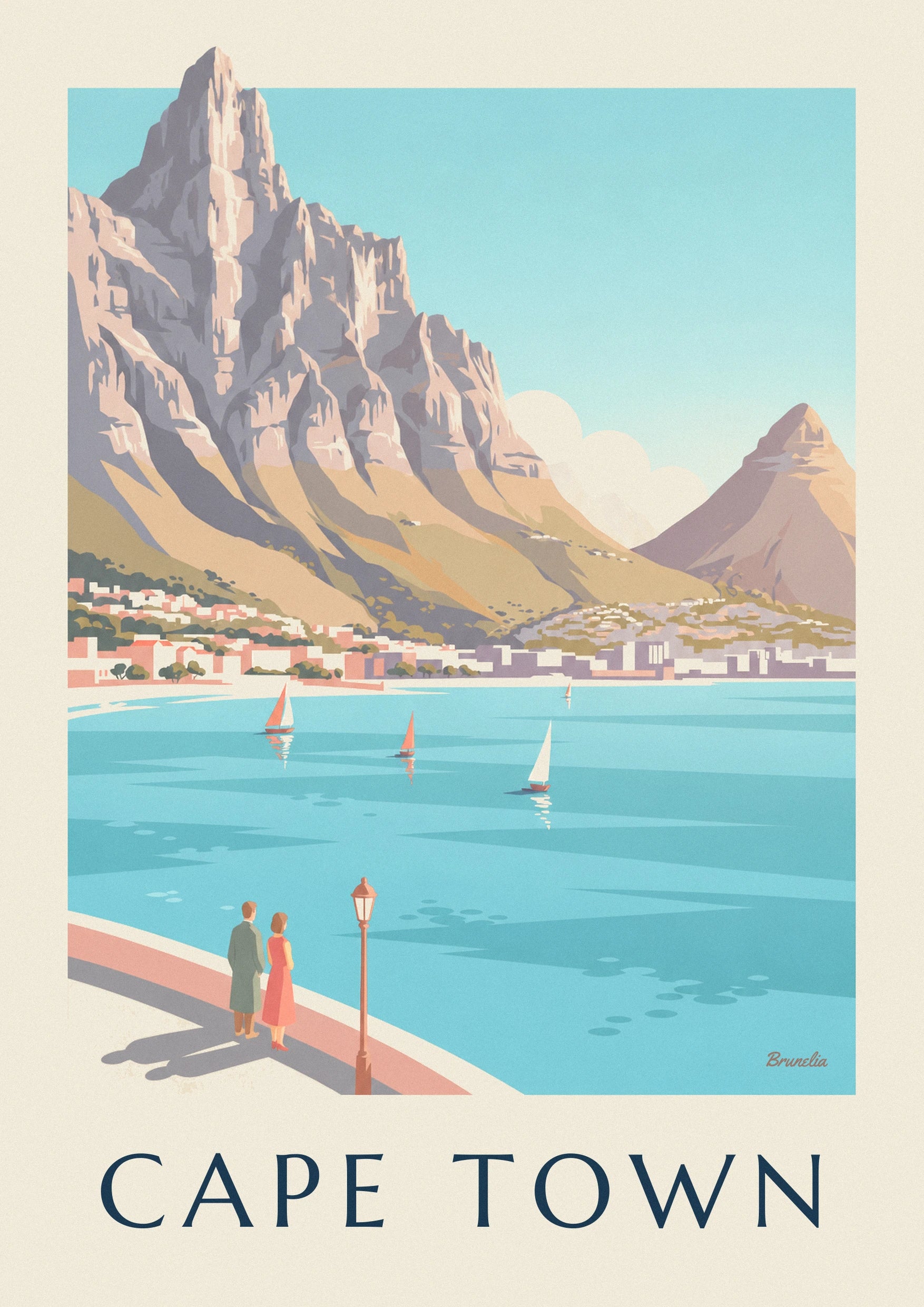 Poster Tafelberg en Lion's Head in Kaapstad: detail in close-up