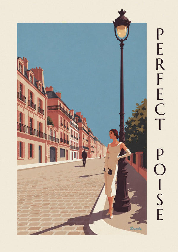 Paris woman in pencil dress and long gloves poster