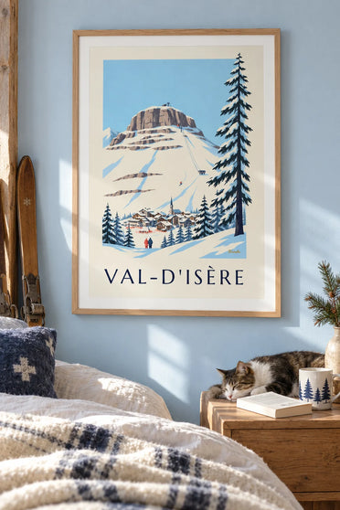Poster Face de Bellevarde en olympische afdaling in Val-d'Isère: ingelijst aan de muur