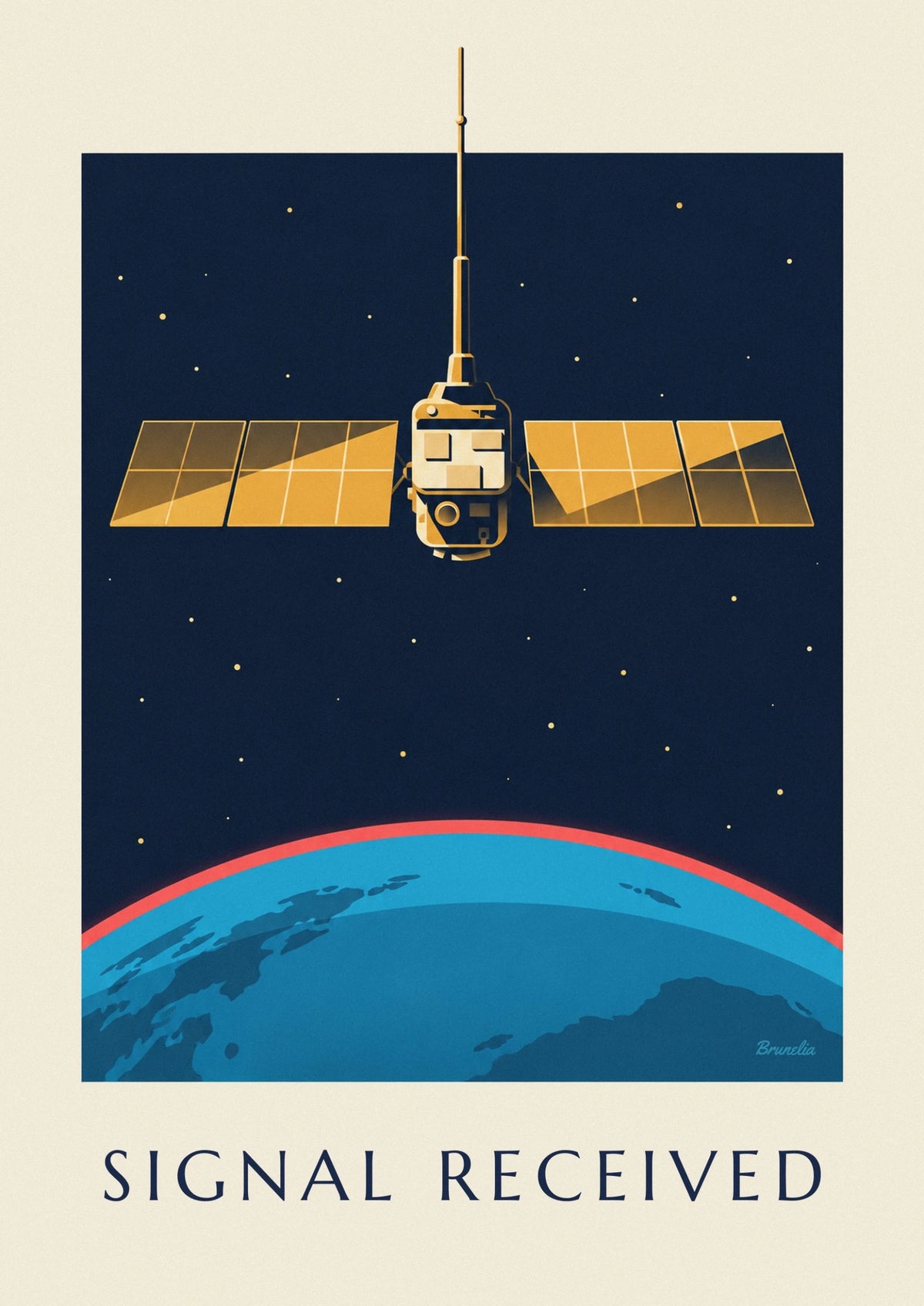 Affiche satellite dans l'espace au-dessus de la Terre