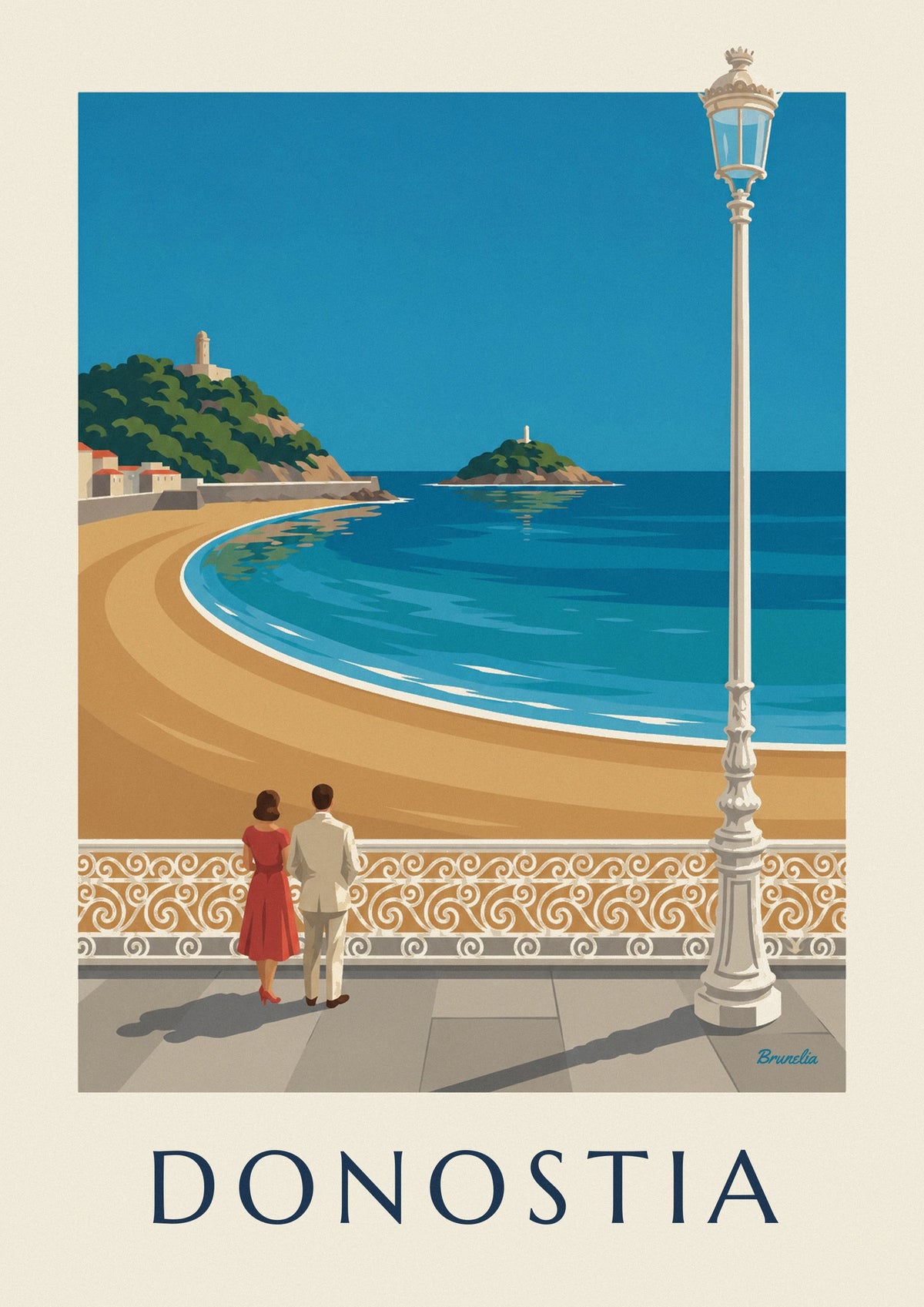 Affiche plage de la Concha à Saint-Sébastien