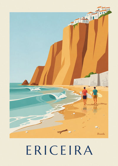 Poster Surfer am Fuß der Klippen von Ericeira: das ganze Poster