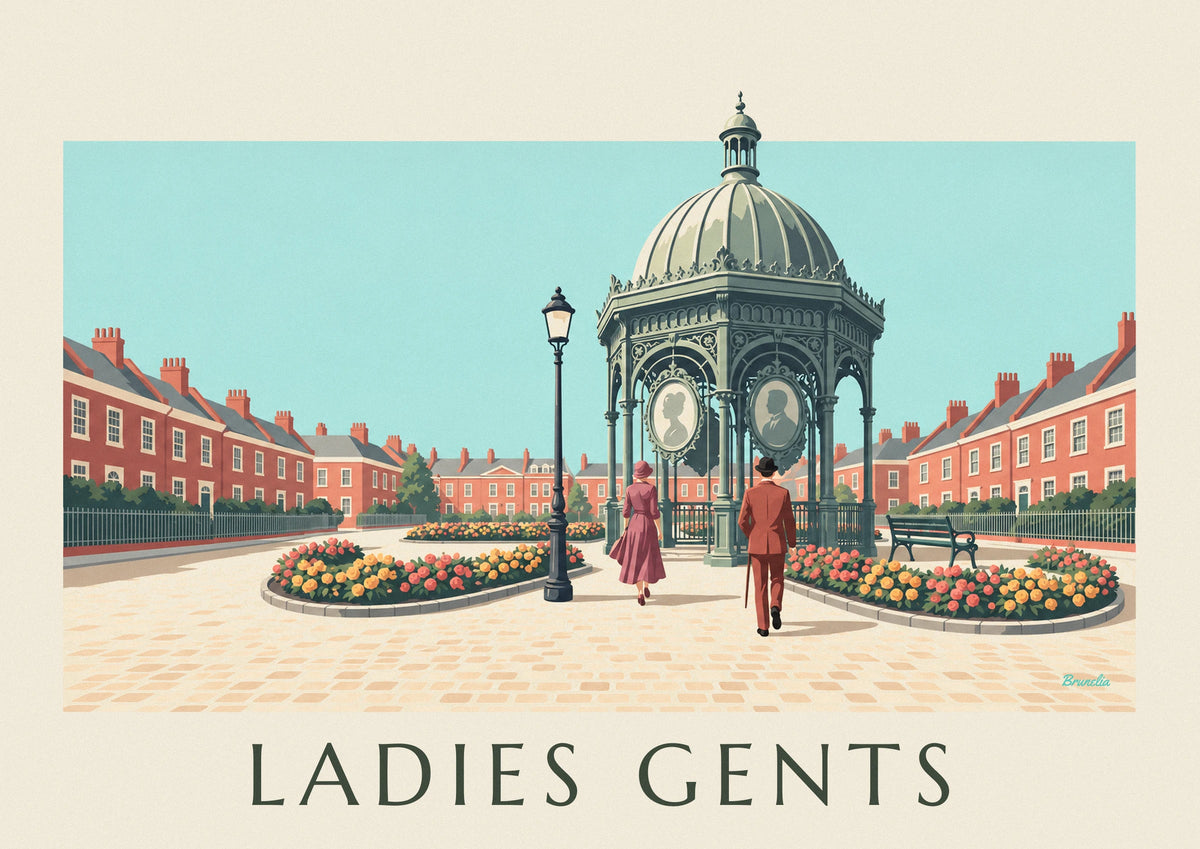 London Victorian public toilets Ladies and Gents poster