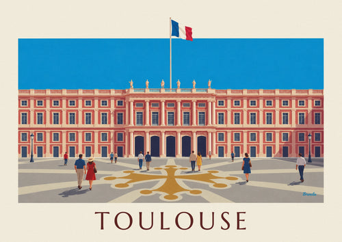 Poster Place du Capitole in Toulouse unter blauem Himmel: das ganze Poster
